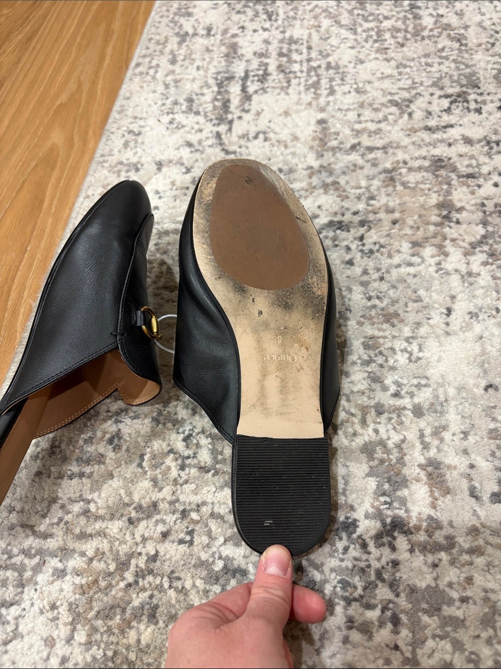 Quince Women’s Italian Leather Horsebit Loafer Mule Gold Buckle Size 8 Backless - Picture 6 of 9